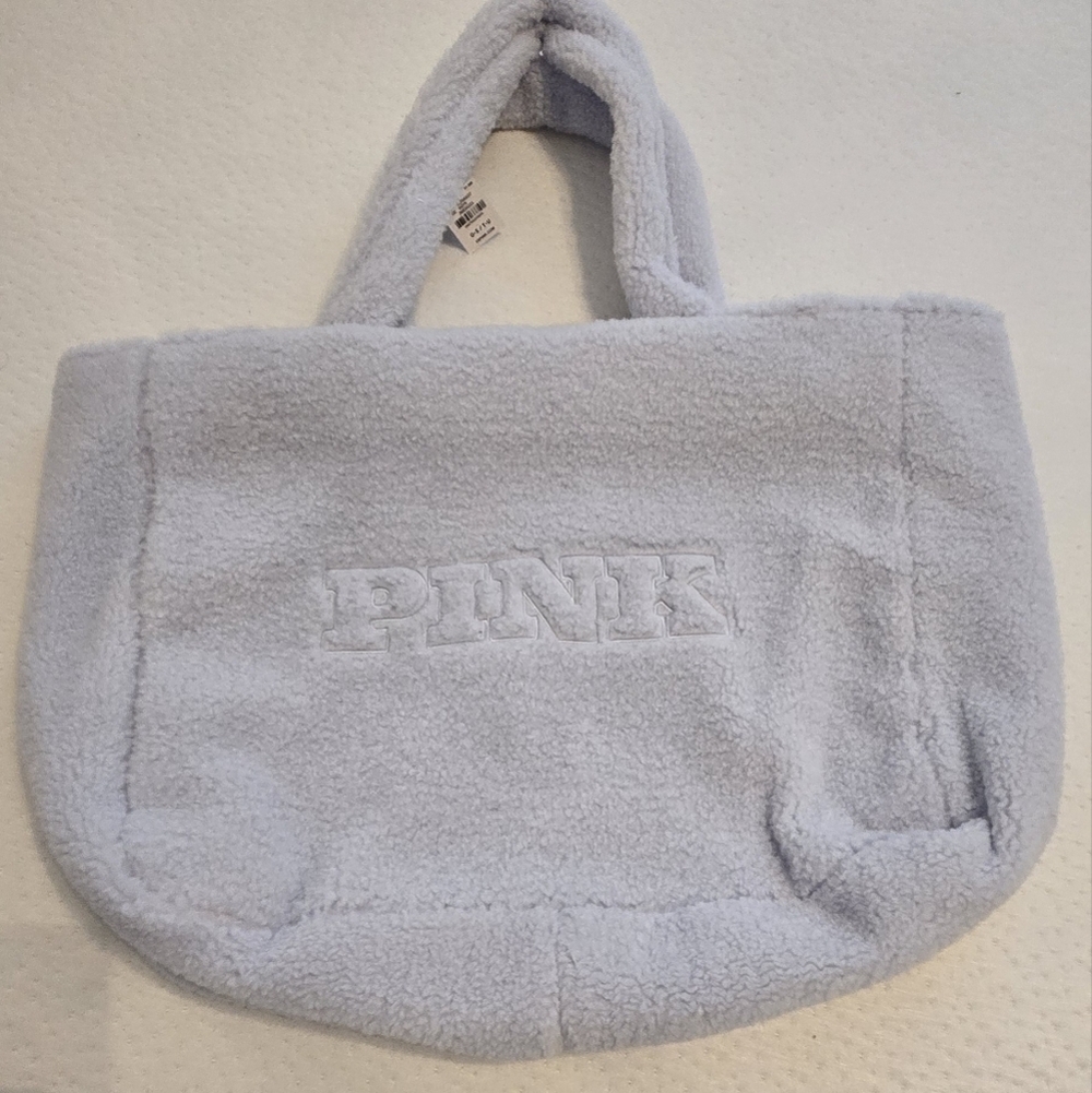 Victoria's Secret PINK Light Blue Fuzzy Tote Bag
